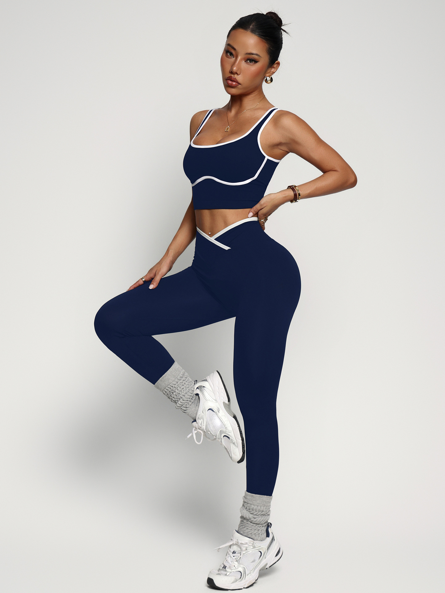 Women's Workout Outfit Set Including Sports Bra Tank Top & High Waist Butt Lifting Yoga Pants 6