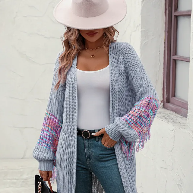 Women's Fashion Casual Tassel Sweater Gray - Shop at LoveMi