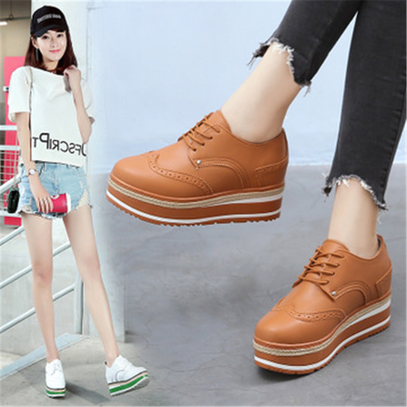 Genuine Leather British Style Sponge Cake Sole Women's College