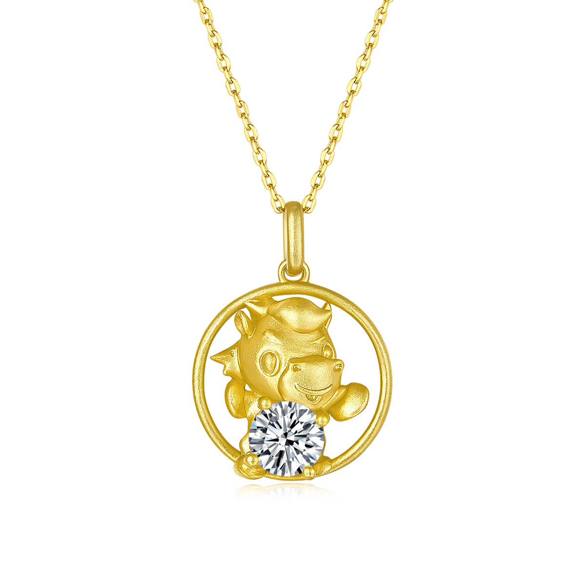 S925 Silver Gold Plated 1ct D Color VVS1 Moissanite Ox Necklace 5g Chinese Zodiac Benmingnian Gift GRA Certified Gift Box