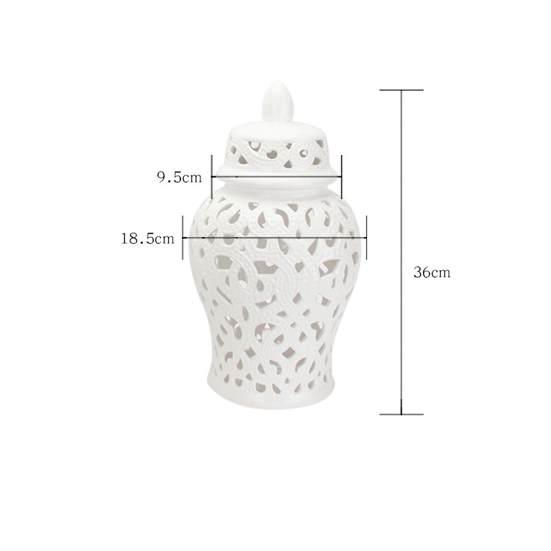 Vintage ceramic jar ornament openwork ornament (white-small)
