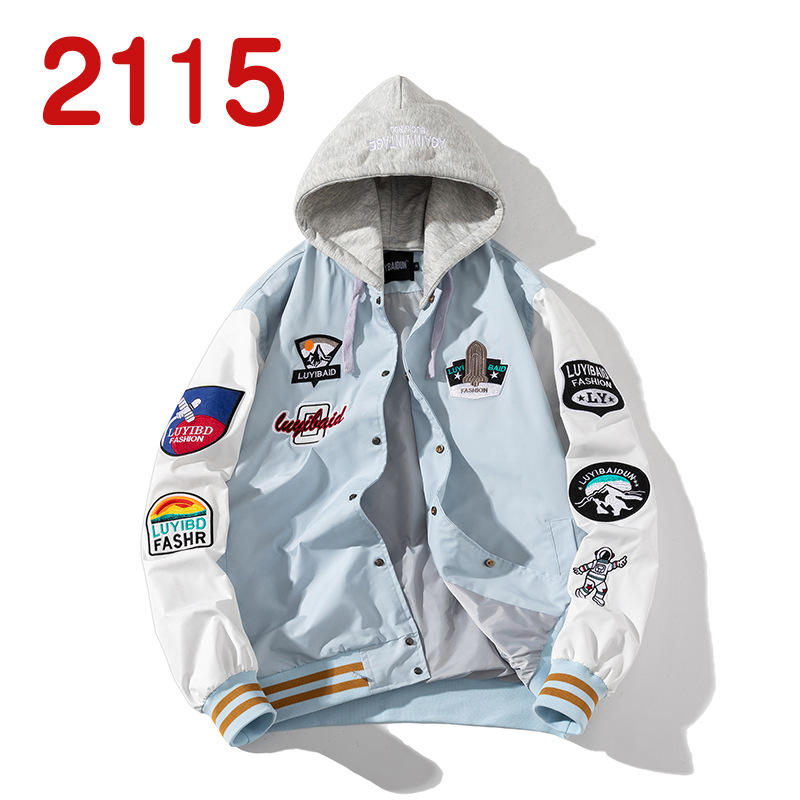 Jacket Hip Hop Embroidered Baseball Uniform Color Block Astronaut Jacket Men