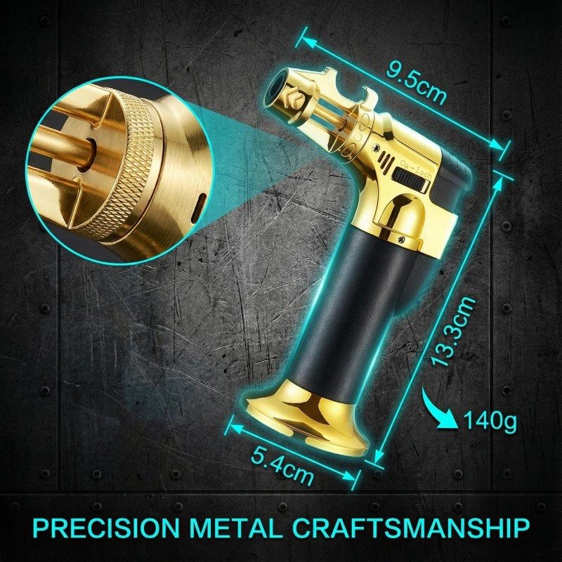 2 In 1 Gas Micro Blow Torch Lighter Welding Soldering Brazing With Bottle Opener Adjustable Windproof High Temperature Flame Refillable Lighter With Safety Lock And Flame Lock Function Essential Tool