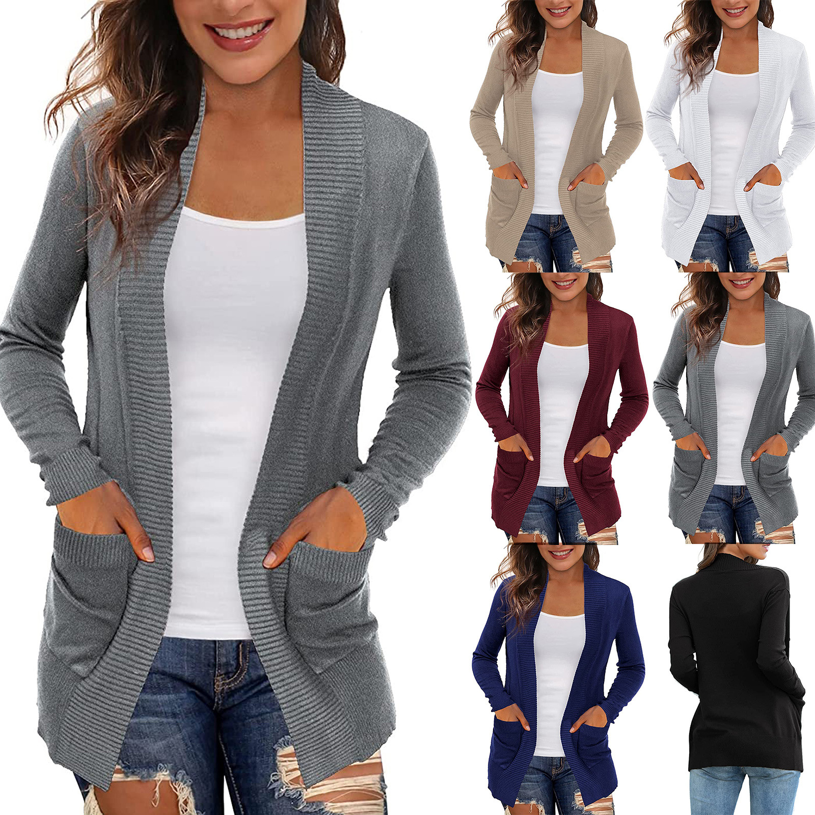 Solid Color Cotton Cardigan Cross Street Hipster Sweater