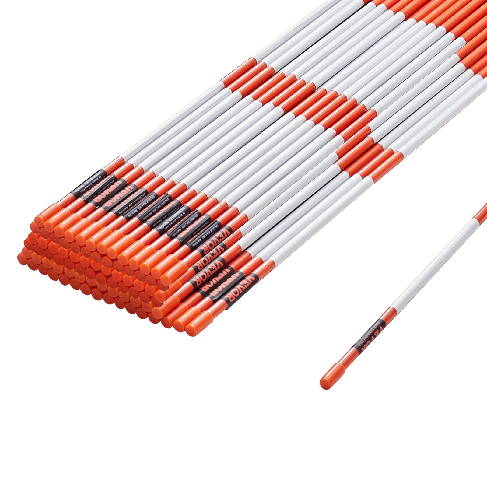 VEVOR Driveway Markers100PCS 48 Inch, 0.4 Inch Diameter, Orange Fiberglass Poles Snow Stakes With Reflective Tape, Steel Drill Bit & Protection Gloves For Parking Lots, Walkways Easy Visibility image 6