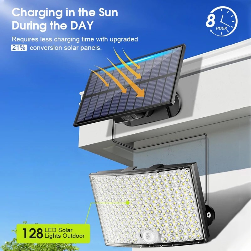 LED Solar PIR Motion Sensor Wall Light Outdoor Garden Security Flood Street Lamp — image 8