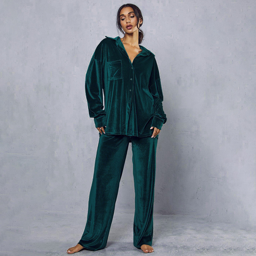 Title 3, Velvet Long-sleeved Trousers Pajamas Two-piece Set