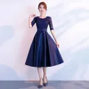 Round Neck Navy Midlength