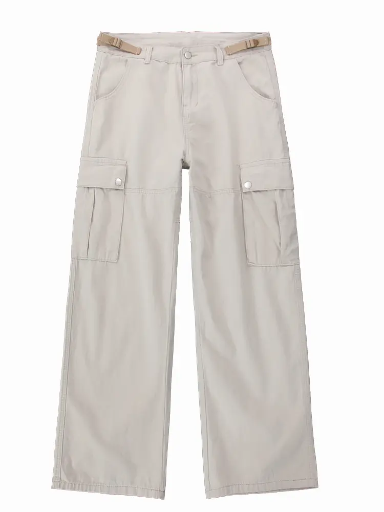 European And American Street Loose Straight Large Pocket Overalls