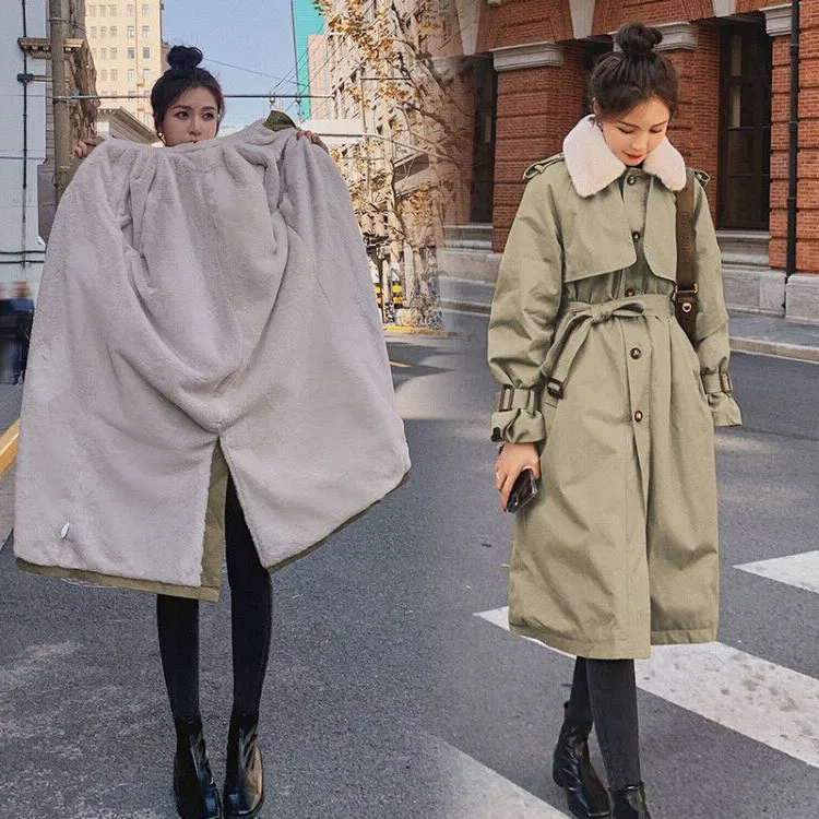 Mid-length Loose Waist Large Size Thick Coat - Photo Color-L