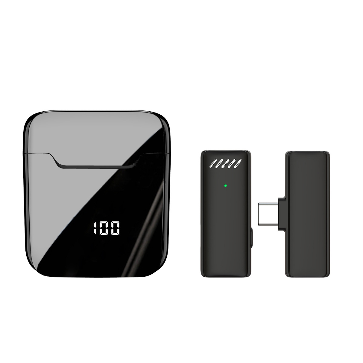 Wireless Lavalier Microphone with Digital Display Charging Case | Dual Clip-On M