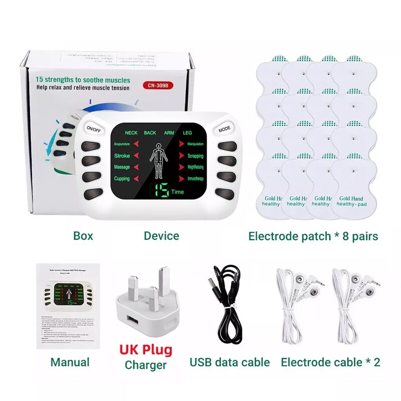 Dual Channel Digital TENS Machine For Pain Relief, 8 Modes Muscle Stimulator UK