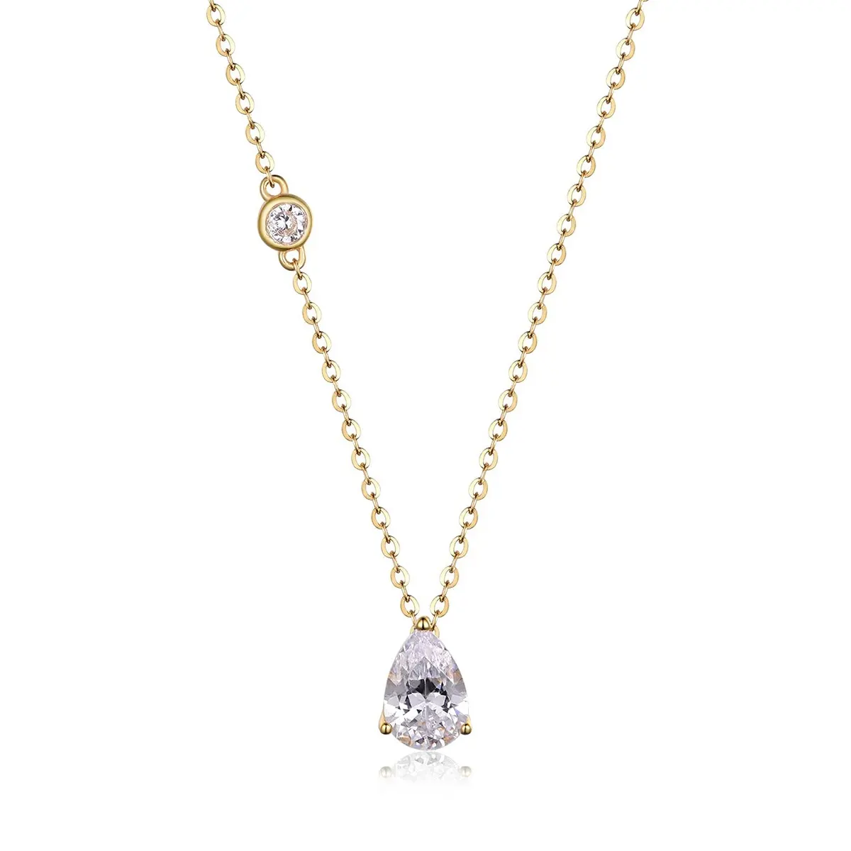 S925 Silver Gold Plated Pear Moissanite Necklace
