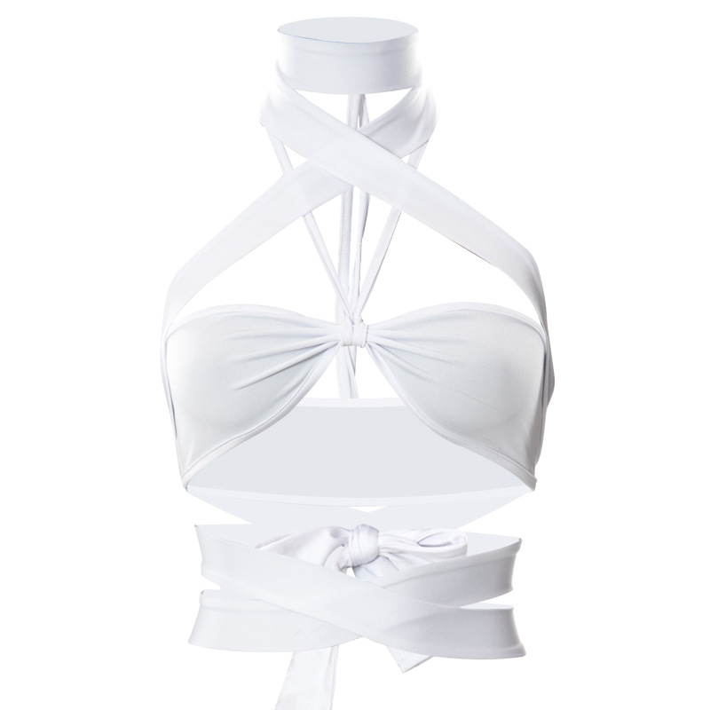 Sleeveless Lace-Up Halter Casual Cropped Navel Women's Wrap Top