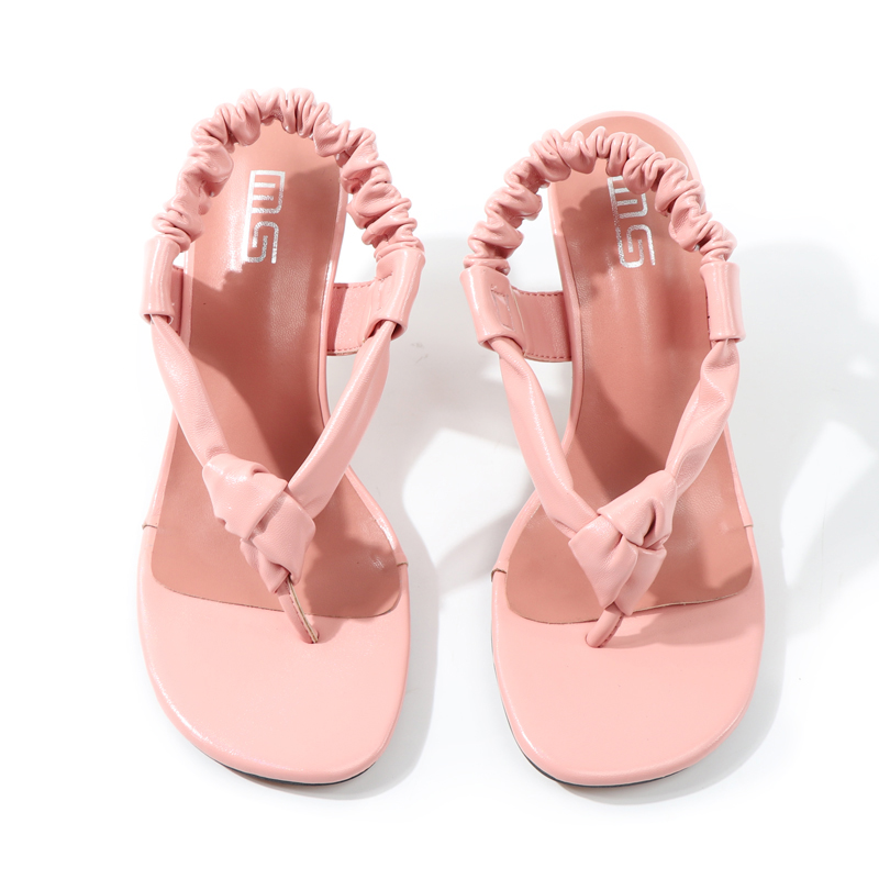 Bow Stiletto Flip Flops Heel High Shoes Temperament Lady Mid-heel Party Sandals