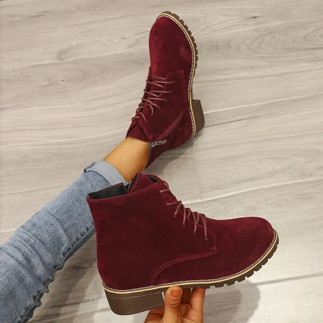 Short Boots Women Round Toe Martin Boots Women Red - Shop at LoveMi
