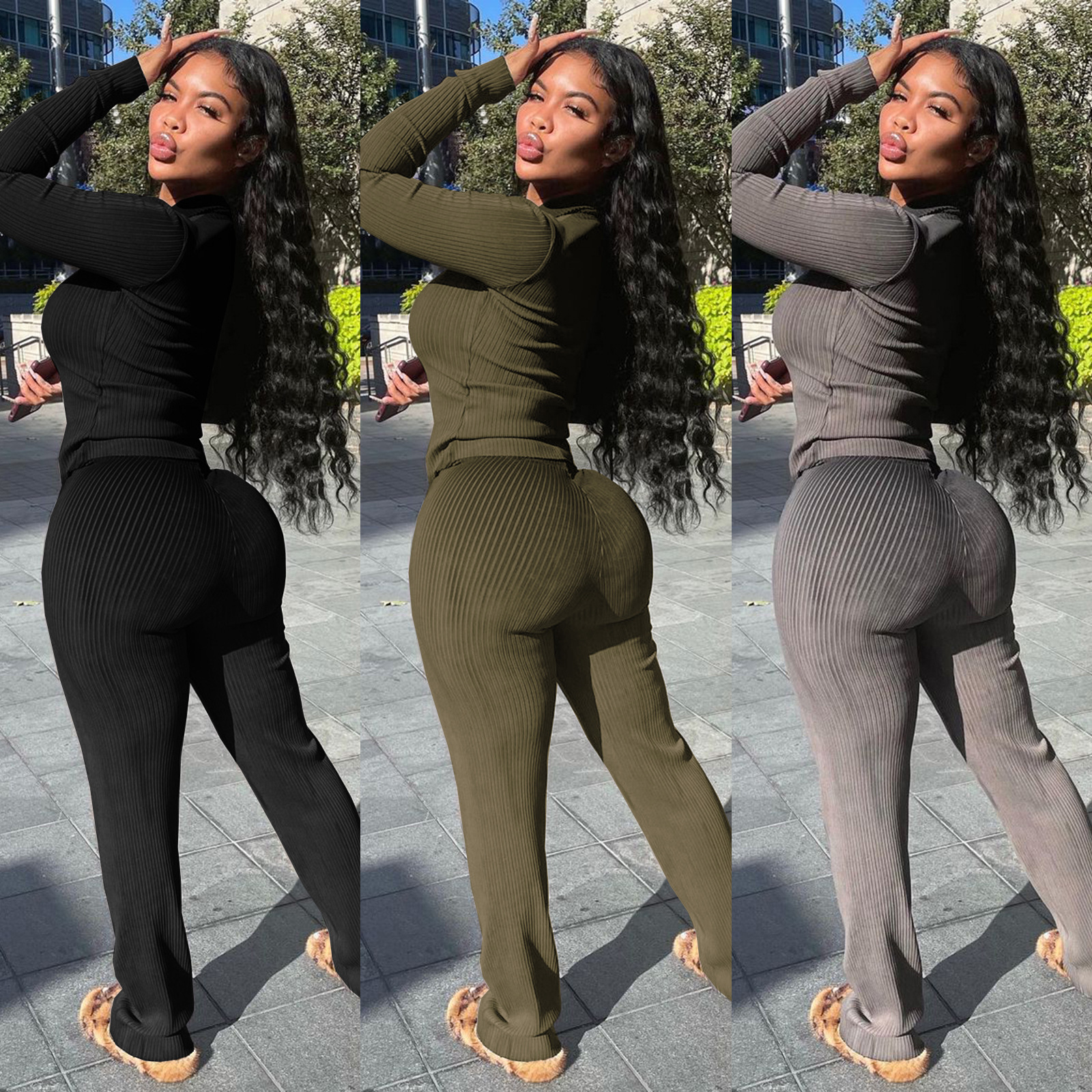 Women's Clothing Pit Strip Long-sleeved Temperament Commuter Solid Color Two-piece Suit