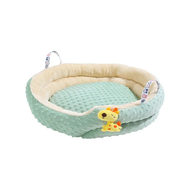 Cat Dog Kennel Doudou Velvet Small Doll Portable Round Nest Dog Cushion Pet Bed Winter Warm Kennel Green - Shop at LoveMi
