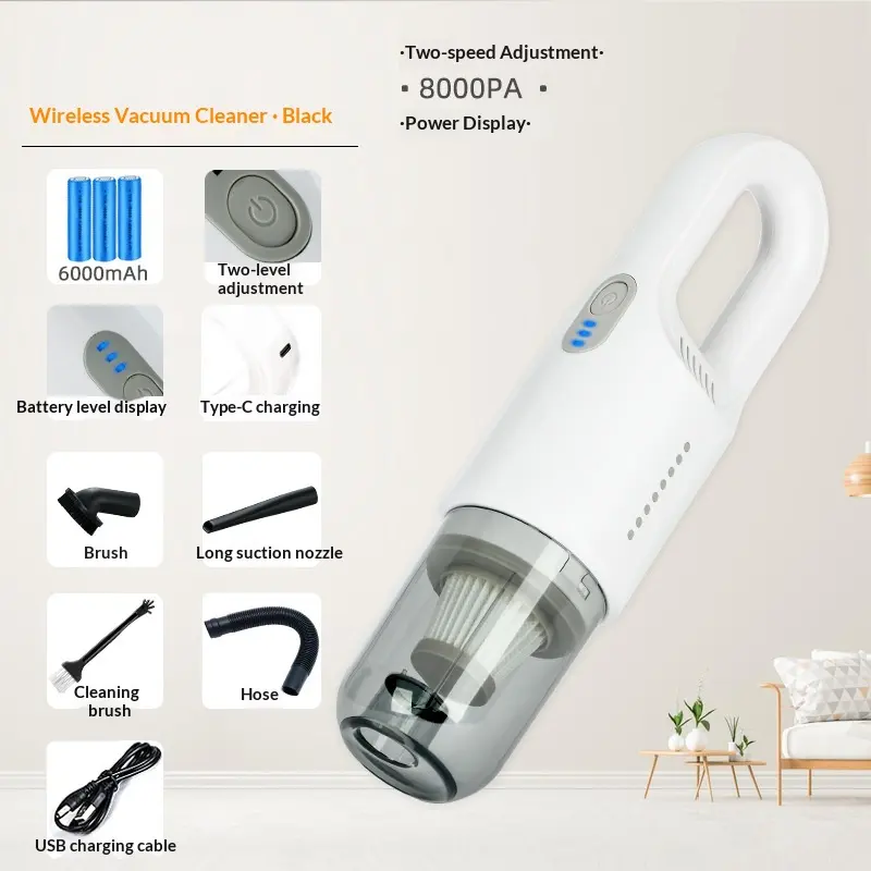 Mini Handheld Cordless Car Vacuum Cleaner, Portable