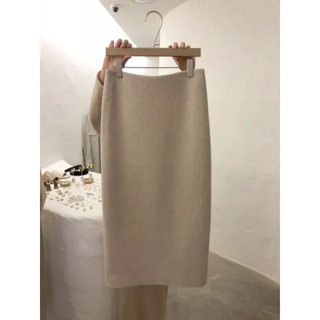 Vintage Slim Woolen Japanese Autumn Winter One Step Skirt Apricot - Shop at LoveMi