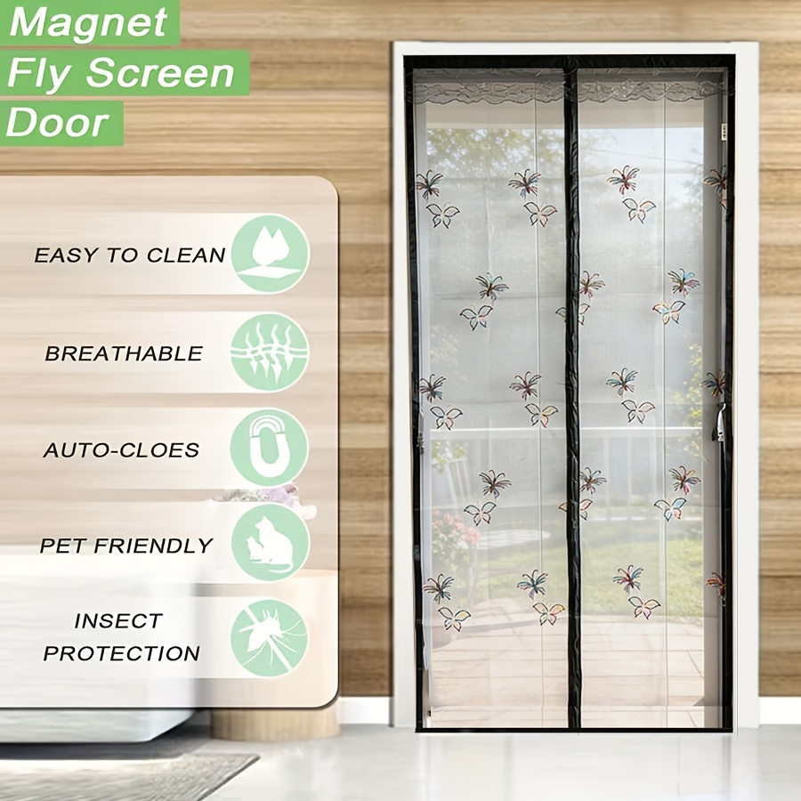 Durable Mosquito Mesh Door, Butterfly Embroidery, Magnetic Auto-Close, Thick Net, Self-Adhesive, Easy Install, Bedroom, Kitchen, Living Room, Balcony — foto 12