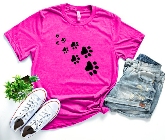 Geometric footprint pattern printed ladies short-sleeved T-shirt top