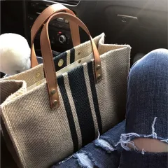 Women's Portable Briefcase Canvas Large Capacity Bag - Blue - View 1