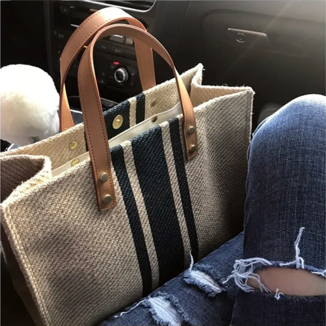 Women's Portable Briefcase Canvas Large Capacity Bag Navy - Shop at LoveMi