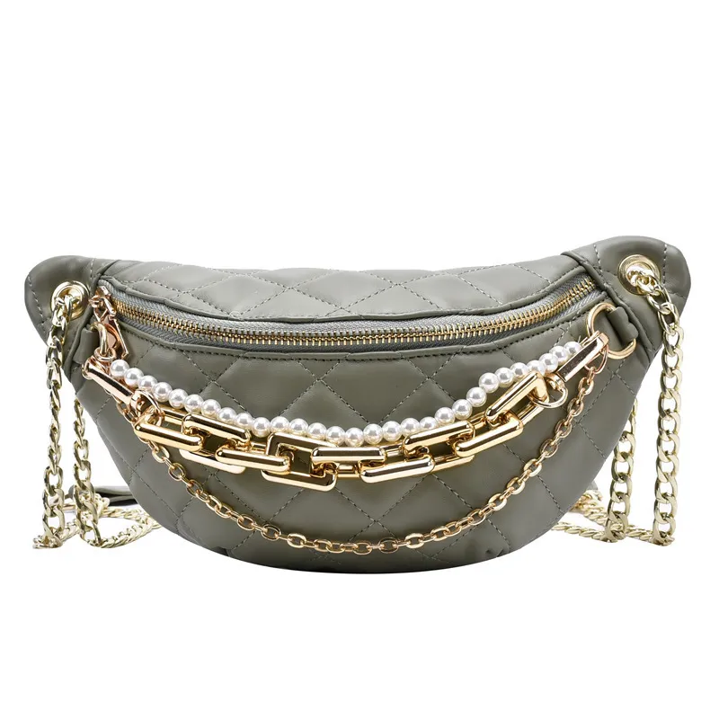 Fashion Chain One Shoulder Messenger Chest Bag - Green
