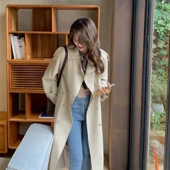 Fashion And Simple Ladies Mid-length Trench Coat - White - View 1