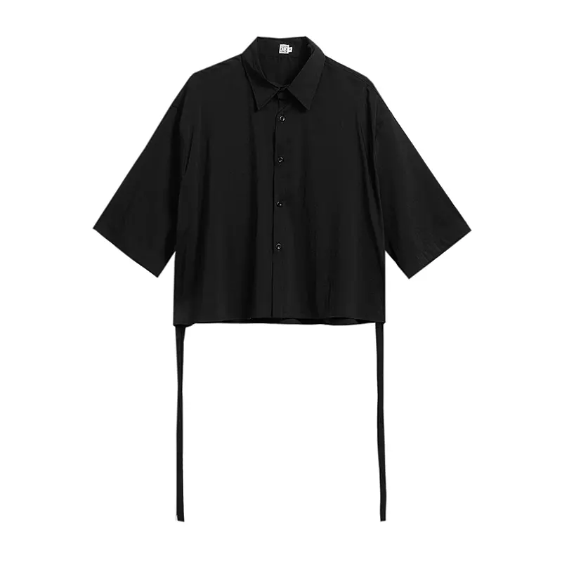Men's Square Neck Loose Shirt With Short Sleeves