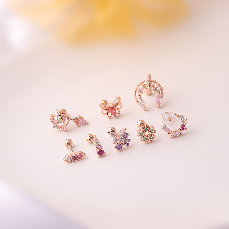 Color Super Fairy Thin Rod Titanium Steel Screw Cartilage Stud Earrings Fashion