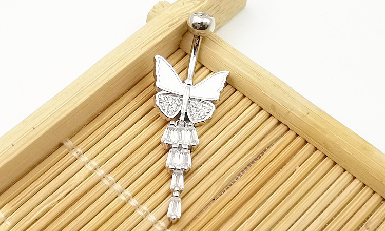 Title 2, S925 Silver Butterfly Navel Stud Piercing Jewelry