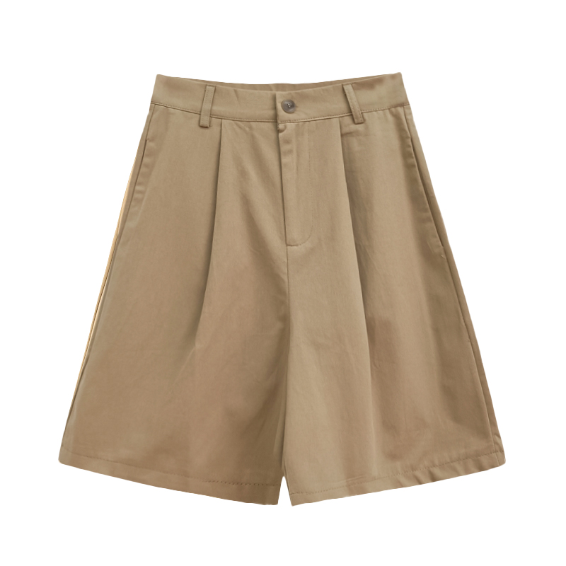Cargo Shorts Wide Leg High Waist Straight Five-point Suit Pants