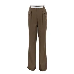 Fashion Solid Colour Slim Casual Trousers - Coffee - View 1