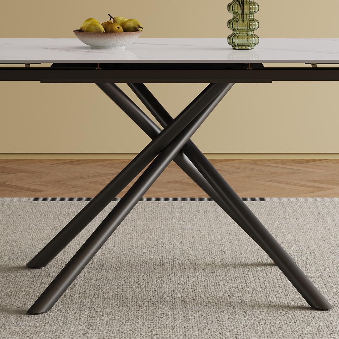Table à manger rétractable en pierre frittée, design rectangulaire moderne – Image 6
