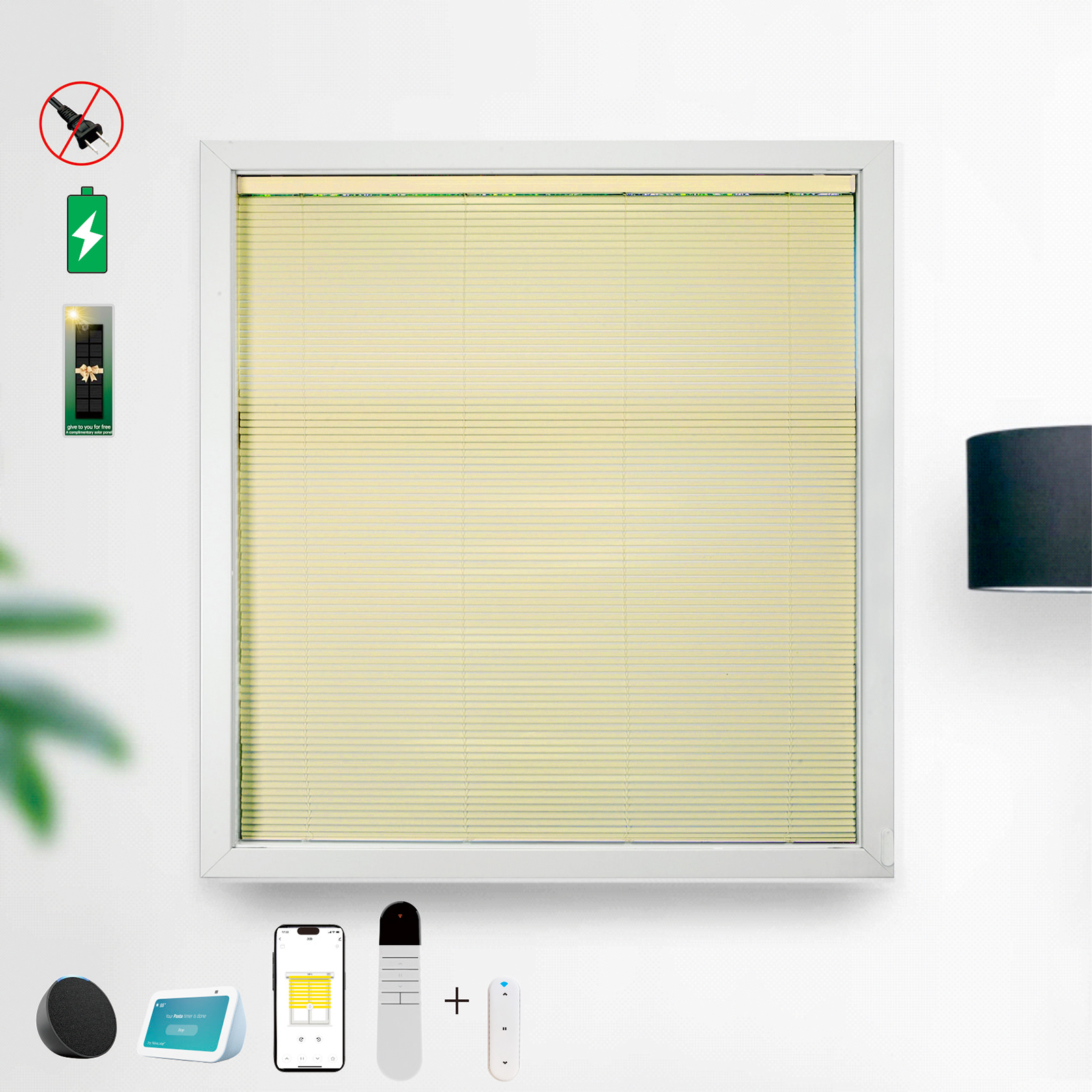 Double Layer Intelligent Electric Curtain System Equipped With 15 Channel Remote Control And Solar Charging Panel Sunshade Curtains Blinds Honeycomb Curtains