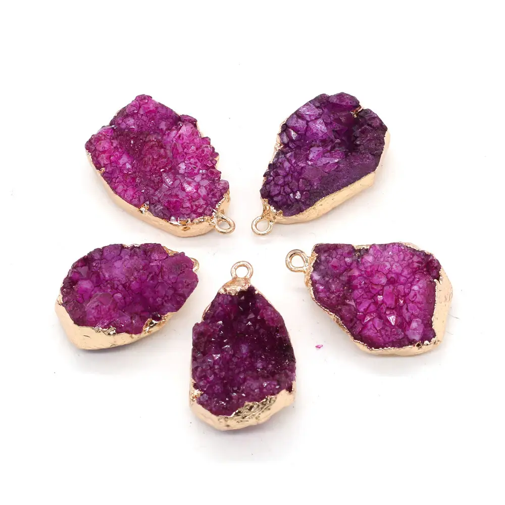 Natural Stone Crystal Cluster Pendant Droplet Shape