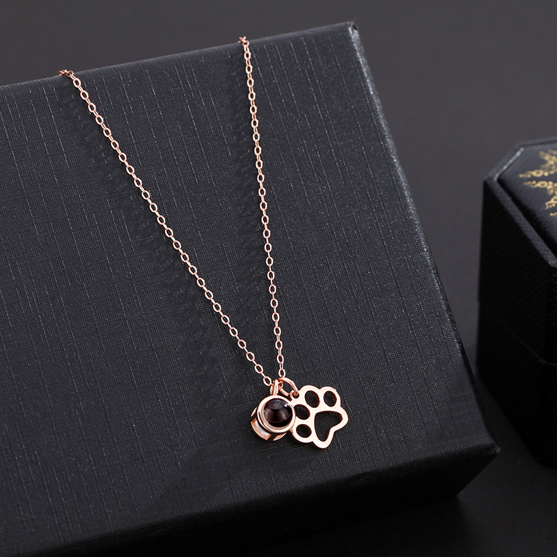 S925 Sterling Silver 100 Languages I Love Your Projection Claw Necklace