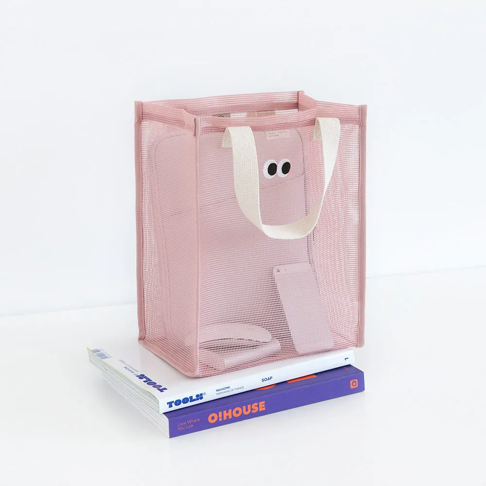 Cute Eyes Casual Travel Breathable Mesh Tote Bag - Pink