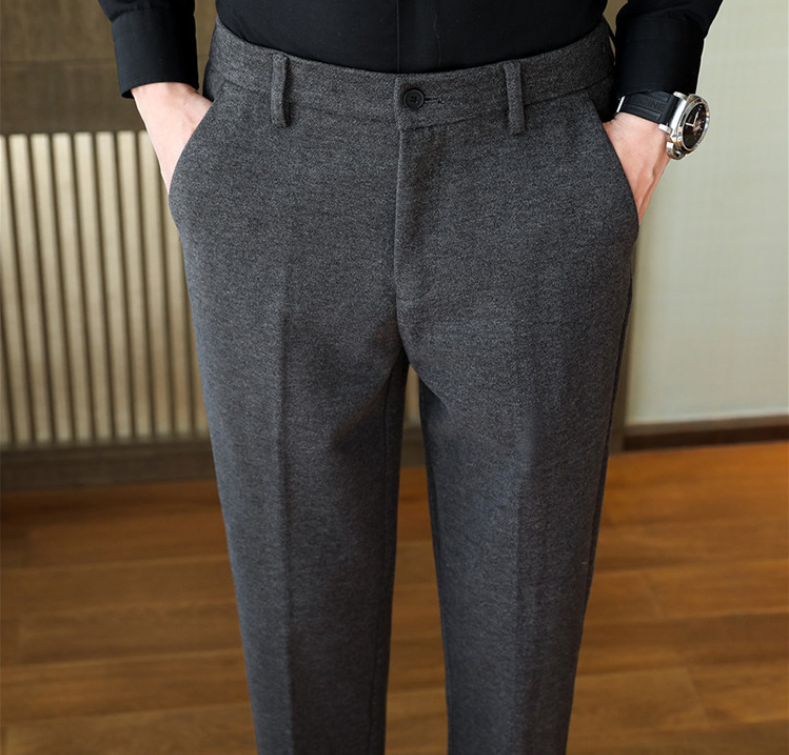 Title 8, Heren casual broek van geborstelde zware wol, c...