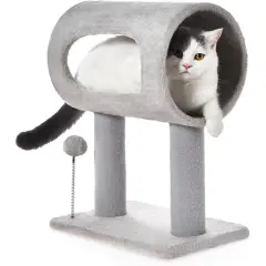Grey Indoor Cat Tree With Hanging Ball 20.5Cat Tree With Tunnel Bed And Scratching Post Cat Tower - Grey - View 1