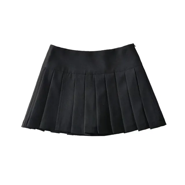 Ladies Anti Smudge Side Slit High Waist Pleated Skirt Black - Shop at LoveMi