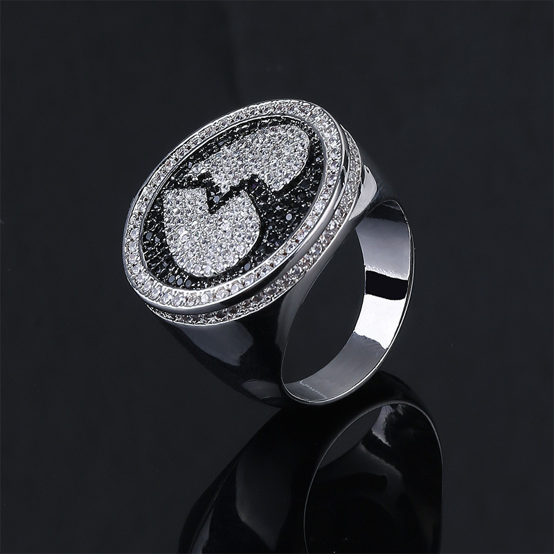 Title 3, Anillo de hombre hip-hop bicolor plateado negro...