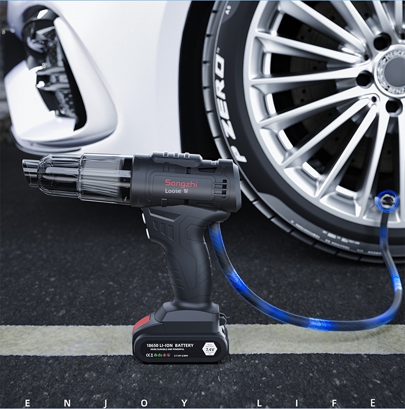 Mini Cordless Handheld Car Vacuum Inflator Combo With LED Light, Powerful Suction 5