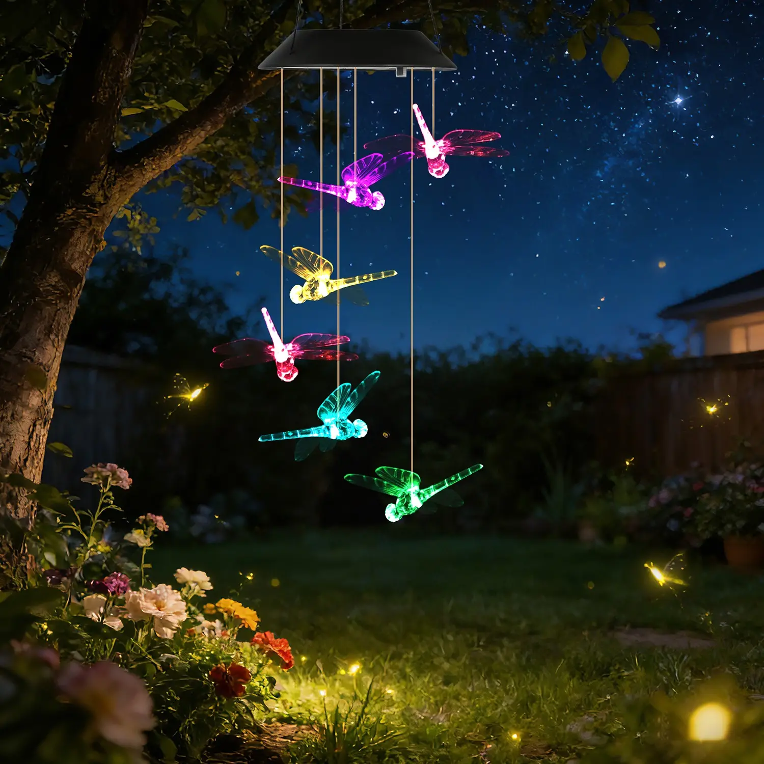 2Pc Quantity Options Solar Dragonfly Wind Chime