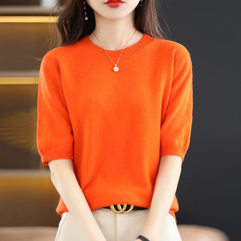 Knitted Short-sleeved Loose T-shirt Inner Sweater