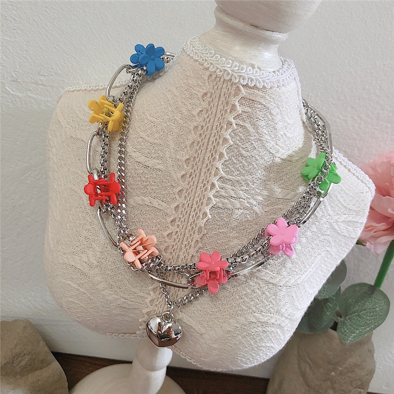 Colored Flowers One Chain Two Wearing Flowers Colored Hair Clips Love
