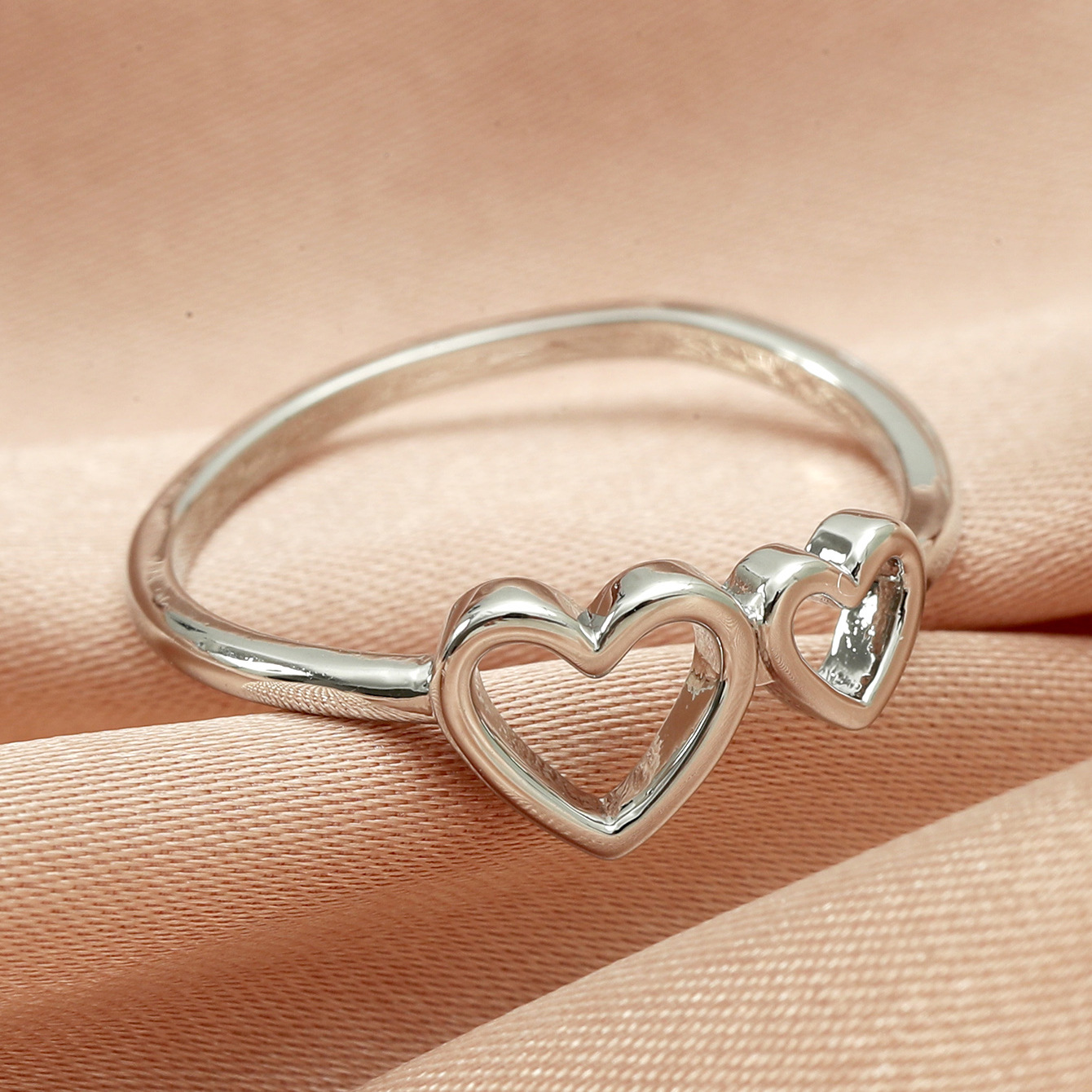 Copper-plated Double Love Geometric Ring Ins Net Red Ring Bracelet