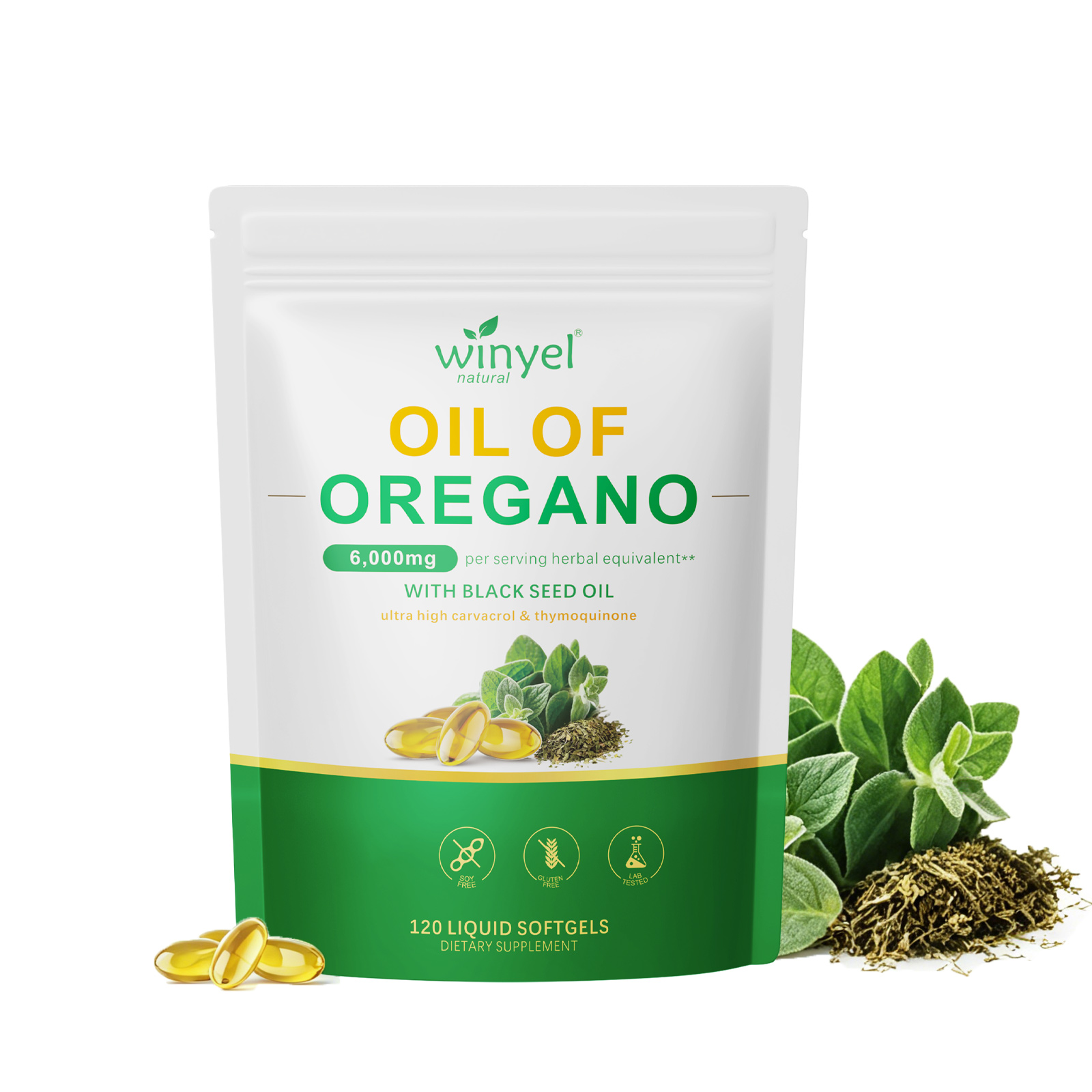 Basil Oil Soft Capsules Containing Black Seed Oil 6000 Mg - Basil Oil Capsules A